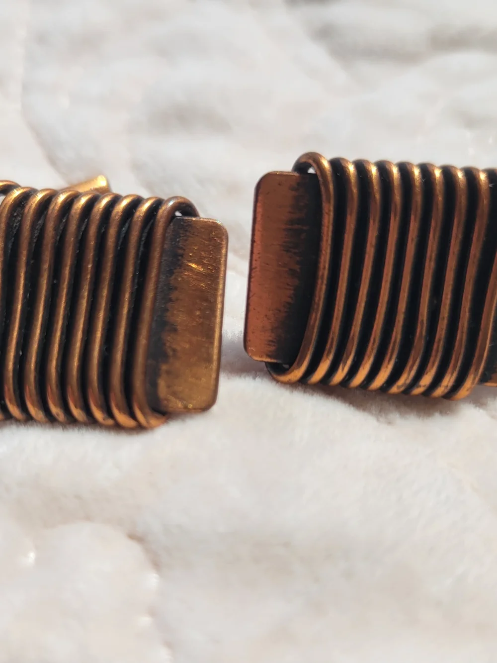 PEDRO PUJOL Signed Artisan Men's Copper Square Wrapped Wire Cufflinks VintageI